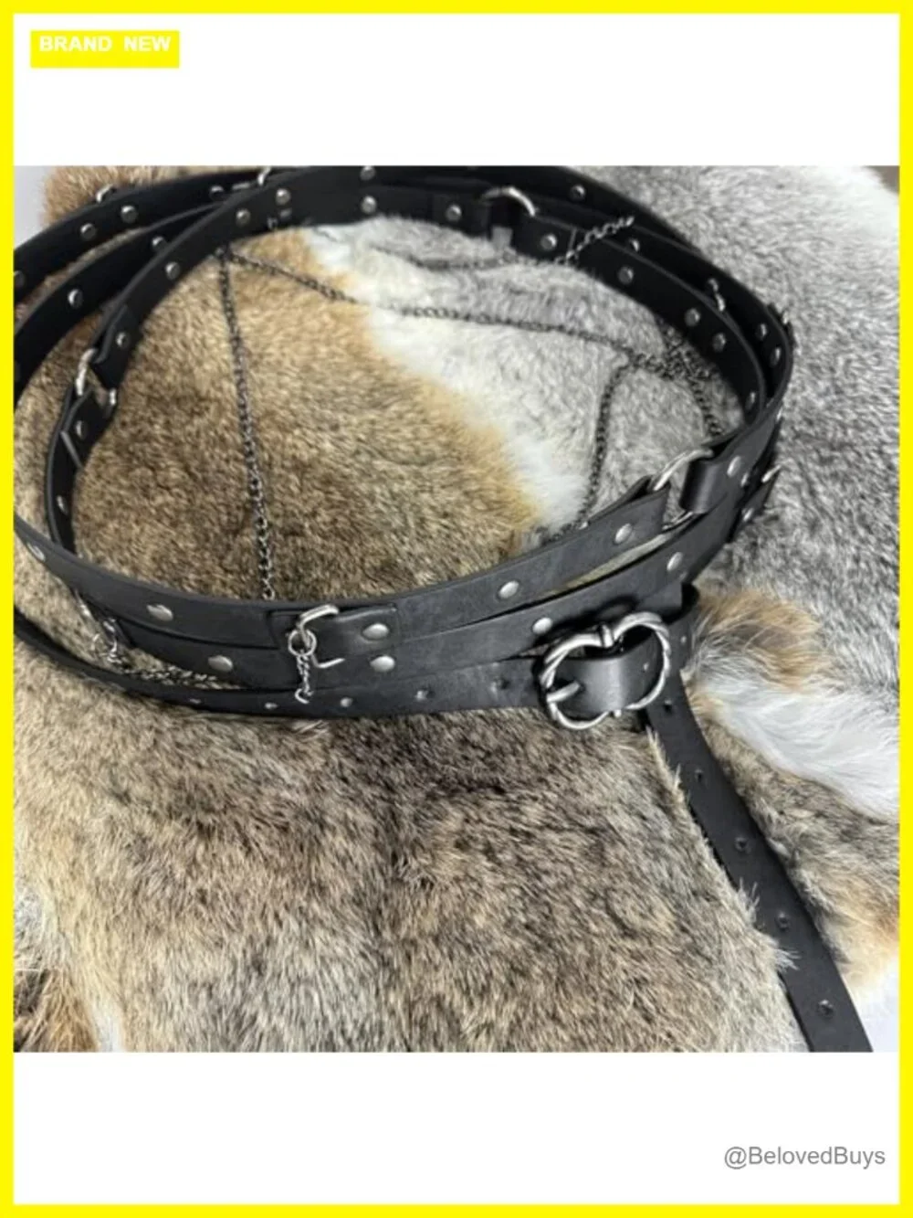 Medieval Faux Leather Chain Belt, Vintage Adjustable Thin Belt for Dresses
